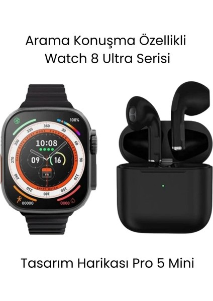 Watch 8 Ultra Akıllı Saat ve Air Pro 5 Mini Bluetooth Kulaklık