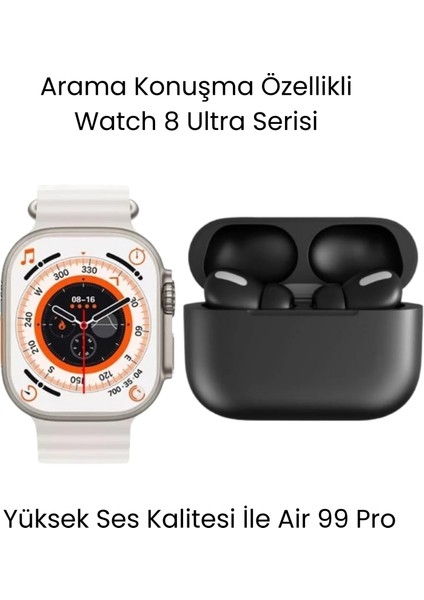 Sanal Ticaretiniz Watch8 Ultra Akıllı Saat ve Air 99 Pro Bluetooth Kulaklık