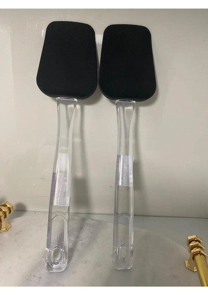 Şeffaf Saplı Silikon Spatula 2 Li