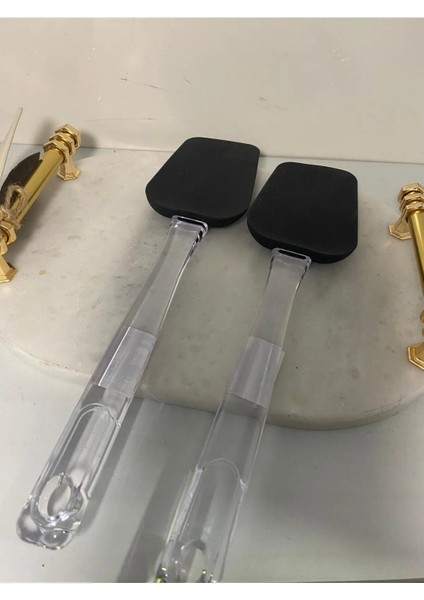 Şeffaf Saplı Silikon Spatula 2 Li