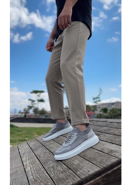 Ba0812 Özel Örme Triko Tarz Gri Renk Spor Ayakkabı