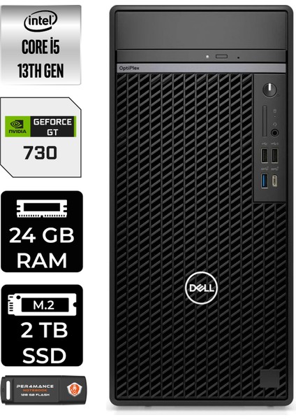 Optiplex 7010MT Intel Core I5 13500 24GB 2tb SSD GT730/4GB Fdos N010O7010MTU Masaüstü Bilgisayar & PER4USB Bellek N010O7010MTUP324