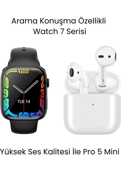 Sanal Ticaretiniz Watch 7 Serisi Akıllı Saat ve Air Pro 5 Mini Bluetooth Kulaklık