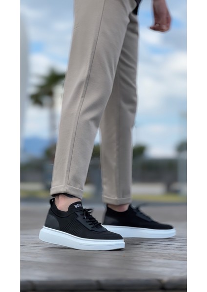 Ba0812 Özel Örme Triko Tarz Siyah Renk Spor Ayakkabı