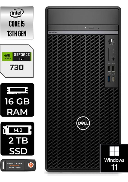 Optiplex 7010MT Intel Core I5 13500 16GB 2tb SSD GT730/4GB W11P N010O7010MTU Masaüstü Bilgisayar & PER4USB Bellek N010O7010MTUP414