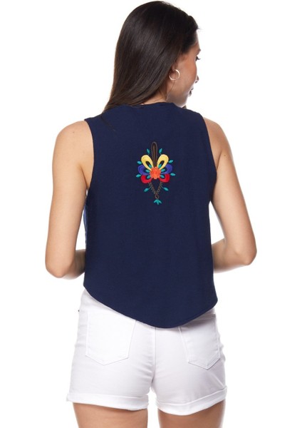 Şile Bezi Lacivert Nakışlı Yelek fiyatları