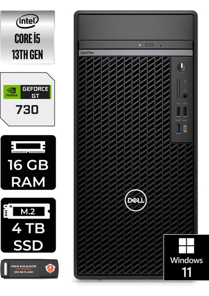 Optiplex 7010MT Intel Core I5 13500 16GB 4tb SSD GT730/4GB W11H N010O7010MTU Masaüstü Bilgisayar & PER4USB Bellek N010O7010MTUP365