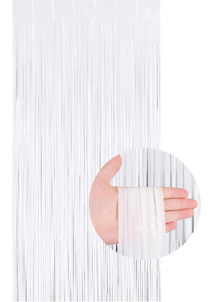 Metalize Arka Fon Kapı Perdesi Beyaz 100X200 cm