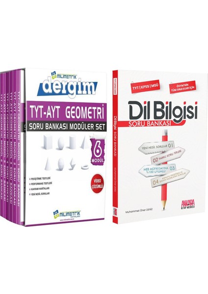 TYT AYT Geometri Seti ve Ankara Kitap Merkezi Yayınları Dil Bilgisi Soru Bankası Seti 2 Kitap