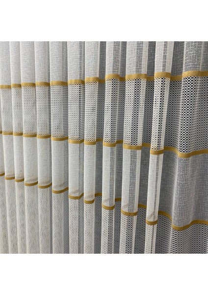 Milano Gold Altın Ara Bantlı Yeni Tasarım 2kat Pileli Tül Perde fiyatları