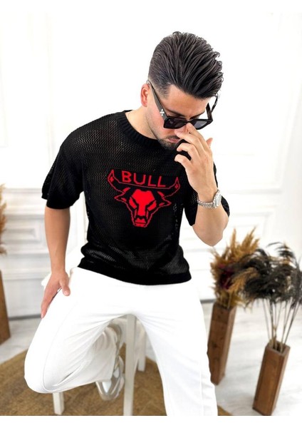 T-Shirt Nefes Alabilen Terletmez Pamuklu Fileli Tişört Oversize Tshirt Bull