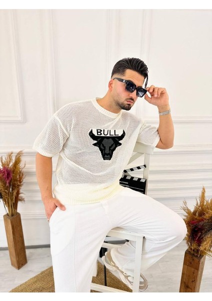 T-Shirt Nefes Alabilen Terletmez Pamuklu Fileli Tişört Oversize Tshirt Bull