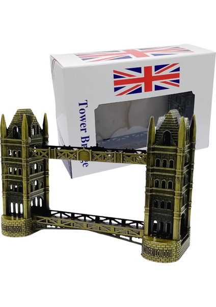 Metal Londra Köprüsü Tower Bridge Antik Bronz 16 cm