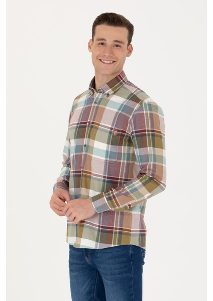 Erkek Bordo Gömlek Desenli 50272294-VR014