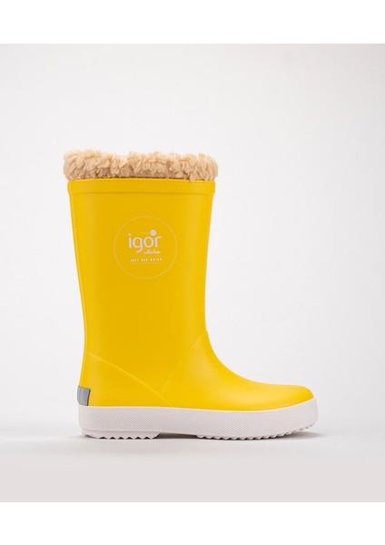 W10207 Sarı Yağmur Çizmesi Borreguito Kürklü Silikon/Plastik Düz Topuklu Erkek Çocuk İçin fiyatları