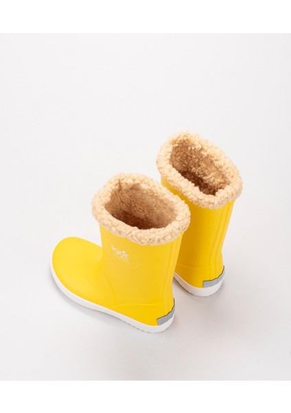 W10207 Sarı Yağmur Çizmesi Borreguito Kürklü Silikon/Plastik Düz Topuklu Erkek Çocuk İçin modelleri