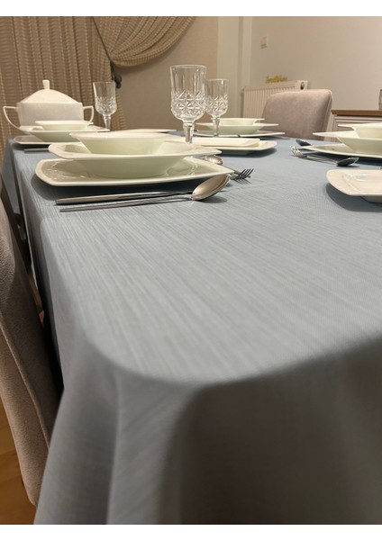 Meral Kurşun Colection Polyester Keten Dertsiz Masa Örtüsü Maldiv