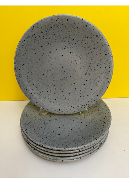 Yeni Corendon Serisi Gri Desenli 25 cm Servis Tabağı 6 Lı