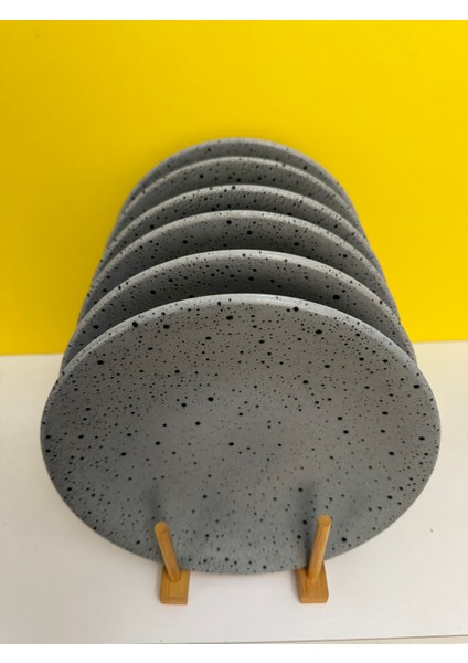 Yeni Corendon Serisi Gri Desenli 25 cm Servis Tabağı 6 Lı modelleri