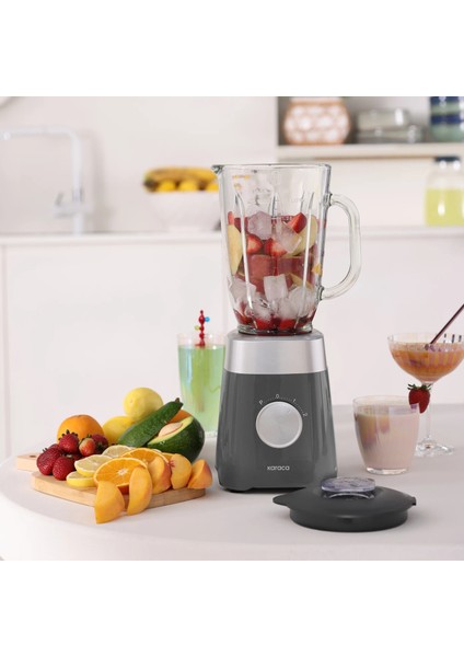 Paslanmaz Çelik Bıçaklar, Buz Kırma Özellikli, 1,5 Lt Geniş Cam Hazneli Smoothie Blender