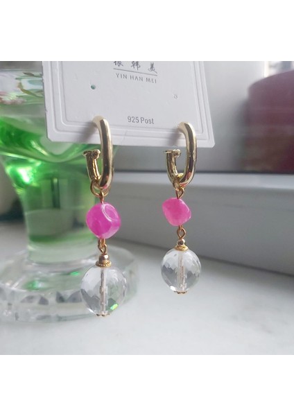 Doğal Kristal Taşlı Salkım Küpe modelleri