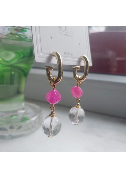 Doğal Kristal Taşlı Salkım Küpe fırsatları