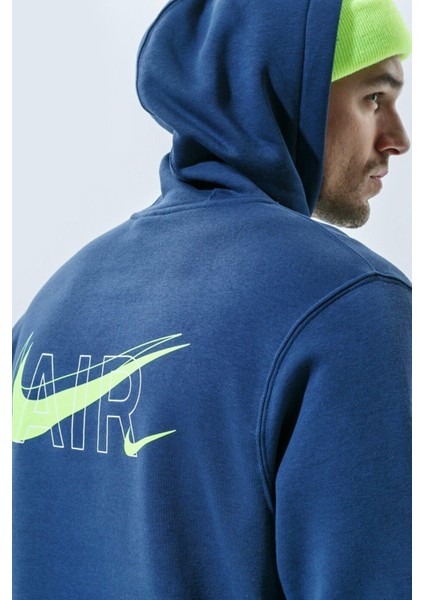 Air Sportswear Clup Hoodie Blue Standart Fit Kesim Lacivert Erkek Swatshrit fiyatları