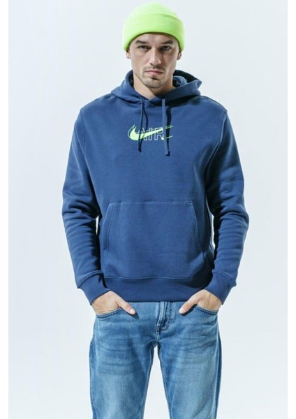 Air Sportswear Clup Hoodie Blue Standart Fit Kesim Lacivert Erkek Swatshrit fırsatları