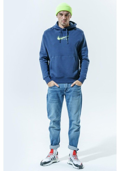 Air Sportswear Clup Hoodie Blue Standart Fit Kesim Lacivert Erkek Swatshrit indirimleri