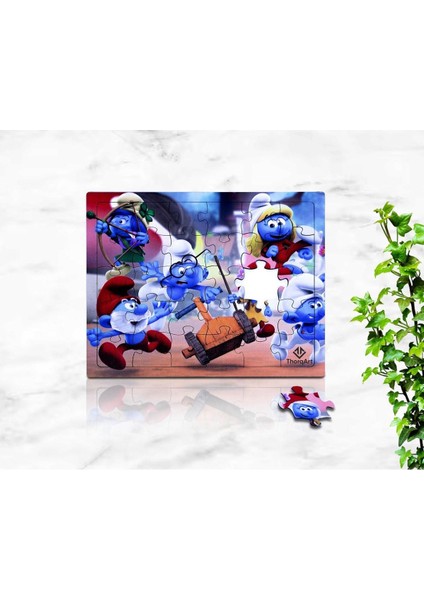 Çocuklar Için Ahşap Eğitici Öğretici Renkli puzzle Yapboz 4'lü Set 30 Parça