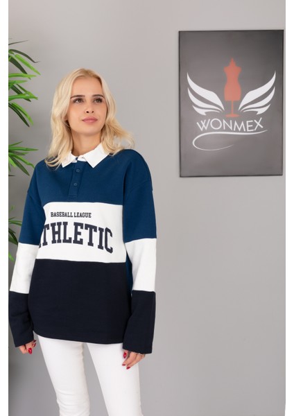 Kiabi Polo Yaka Şardonlu Kumaş Sweatshirt