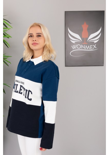 Kiabi Polo Yaka Şardonlu Kumaş Sweatshirt