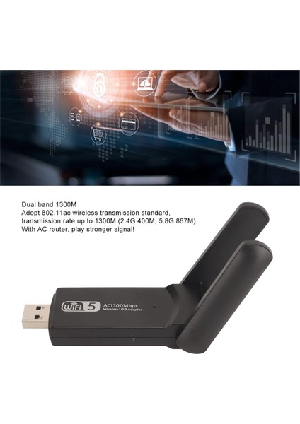 Two Band USB 3.0 Adaptör Kablosuz Wifi Alıcı AC1300 Wireless Adaptör fiyatları