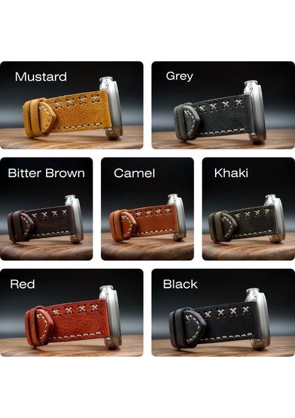 Apple Watch Uyumlu Deri Kordon Ultra Haki Deri saat kordonu indirimleri