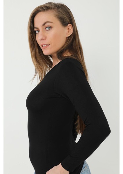 Kadın Bambu Tişört Uzun Kollu Badi Siyah - 2xl fırsatları