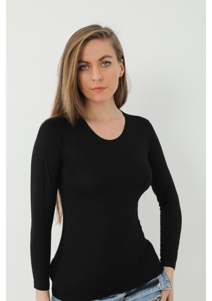 Kadın Bambu Tişört Uzun Kollu Badi Siyah - 2xl indirimleri