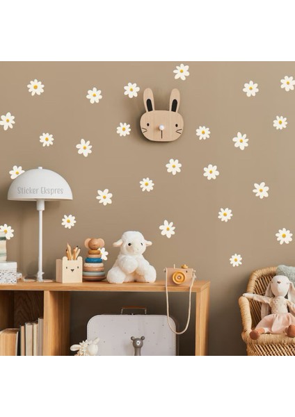 Ortası Sarı Beyaz Papatyalar Çocuk Odası Papatya Duvar Sticker Seti fiyatları