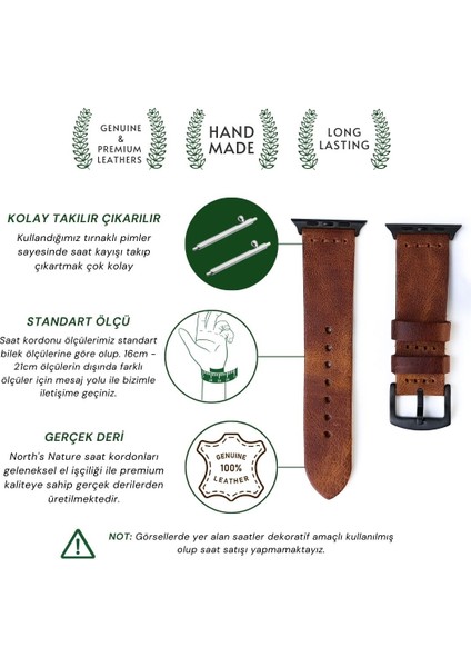 Apple Watch Uyumlu Deri Kordon Ultra Haki Deri saat kordonu delikli fırsatları