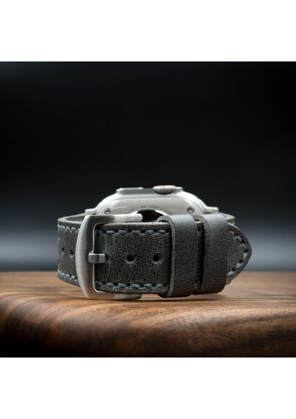 Apple Watch Uyumlu Deri Kordon Ultra Gri Hakiki Deri saat kordonu delikli fiyatları
