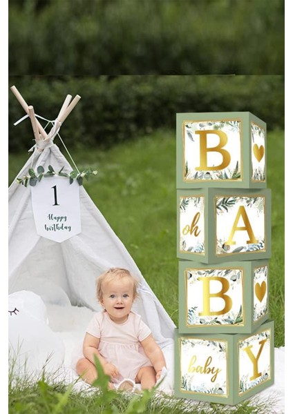 Baby Yazılı Adaçayı Konsept Baby Shower Dekorasyon Kutu Set fırsatları