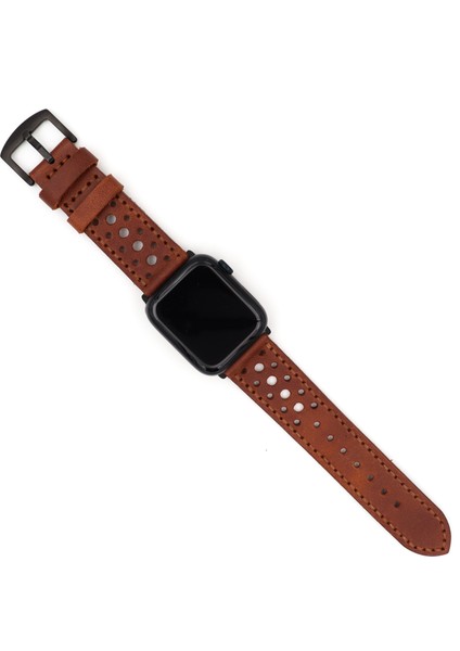 Apple Watch Uyumlu Deri Kordon Ultra Kahve Hakiki Deri saat kordonu delikli fırsatları