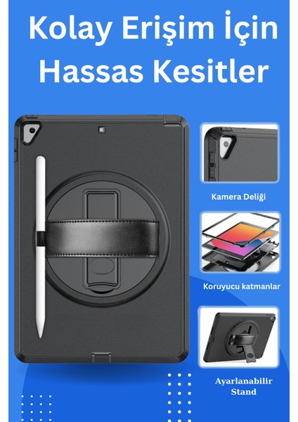 Qpen iPad 10.2 Inç (7.nesil) Uyumlu Hand Strap Tablet Kılıfı fırsatları