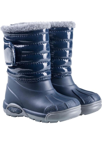 W10168 Topo Ski Charol Waterproof Kürklü Kar Botu Lacivert