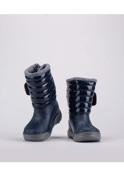 W10168 Topo Ski Charol Waterproof Kürklü Kar Botu Lacivert modelleri