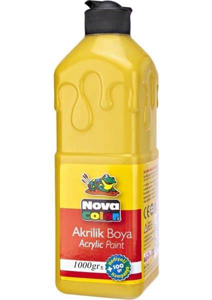 Akrilik Boya 1000 gr 1 Adet 1 Kilo Su Bazlı Akrilik Boyası Hobi Sanatsal Boya Tuval Ahşap Metal Ağaç Taş Beton
