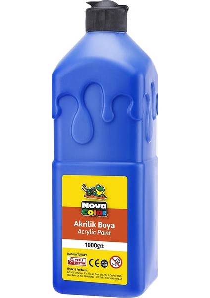 Akrilik Boya 1000 gr 1 Adet 1 Kilo Su Bazlı Akrilik Boyası Hobi Sanatsal Boya Tuval Ahşap Metal Ağaç Taş Beton