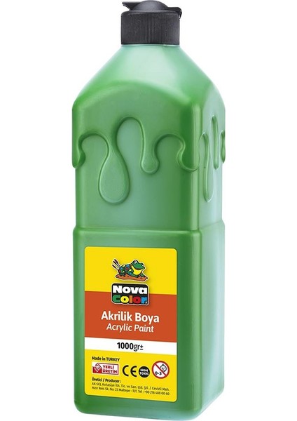 Akrilik Boya 1000 gr 1 Adet 1 Kilo Su Bazlı Akrilik Boyası Hobi Sanatsal Boya Tuval Ahşap Metal Ağaç Taş Beton