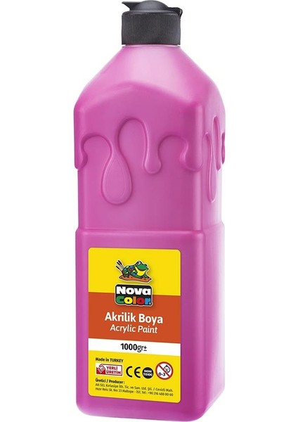 Akrilik Boya 1000 gr 1 Adet 1 Kilo Su Bazlı Akrilik Boyası Hobi Sanatsal Boya Tuval Ahşap Metal Ağaç Taş Beton