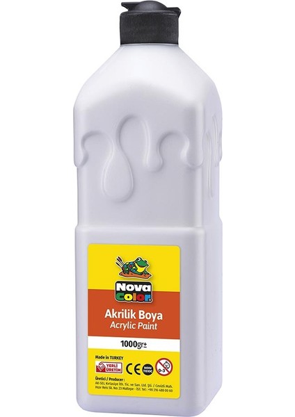 Akrilik Boya 1000 gr 1 Adet 1 Kilo Su Bazlı Akrilik Boyası Hobi Sanatsal Boya Tuval Ahşap Metal Ağaç Taş Beton