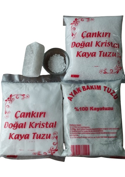 Ardan Store 4'lü Paket %100 Doğal Çankırı Kristal Kaya Tuzu, Övütülmüş Yemeklik Tuz, Ayak Bakım Tuzu ve Tuz Sabun